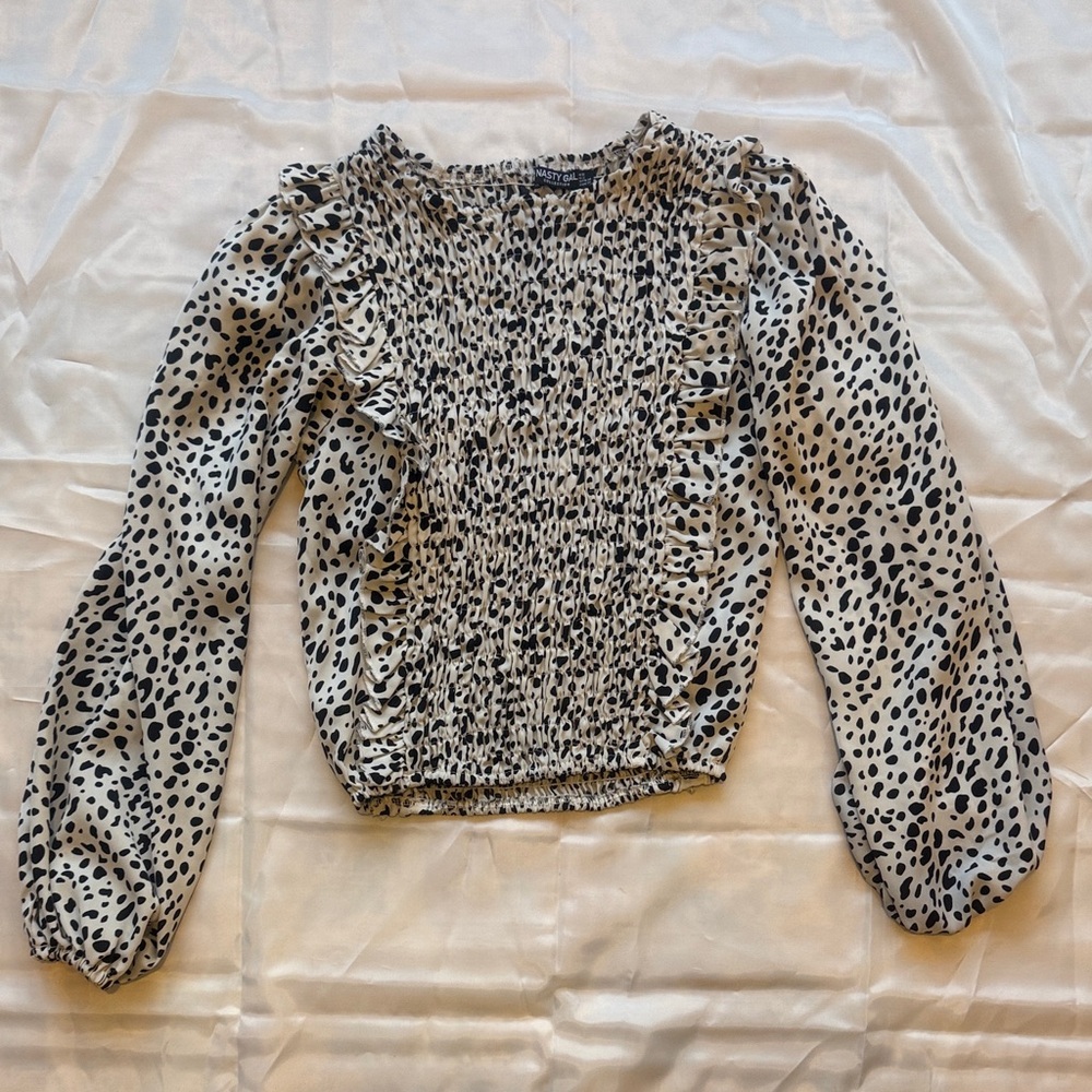 Nasty Gal Monochrome Animal Print Blouse
